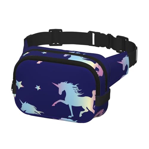 Gürteltasche für Laufen, Damen, Herren, Crossbody-Gürteltasche, Bauchtasche für Reisen, Workout, Wandern, magisches Einhorn mit Sternen von Generisch