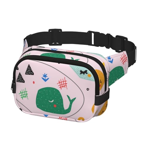 Gürteltasche für Laufen, Damen, Herren, Crossbody-Gürteltasche, Bauchtasche für Reisen, Workout, Wandern, skandinavischer Stil, Dinosaurier und Wal, Oktopus-Fisch von Generisch