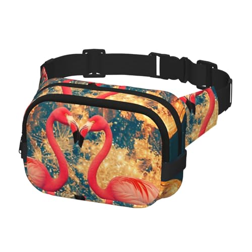 Gürteltasche für Laufen, Damen, Herren, Crossbody-Gürteltasche, Bauchtasche für Reisen, Workout, Wandern, zwei Flamingos, mehrfarbig, Einheitsgröße, Geldgürtel von Generisch