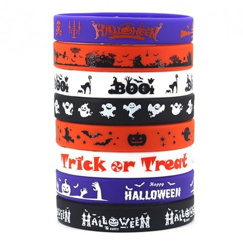 Gummi Armbänder, Halloween Armband Silikon Armbänder, GummiArmbänder, klassische DesignArmbänder fürHalloween, gruselige Partyzubehör, HalloweenPartygeschenke Süßes oder Saures Geschenke von Generisch