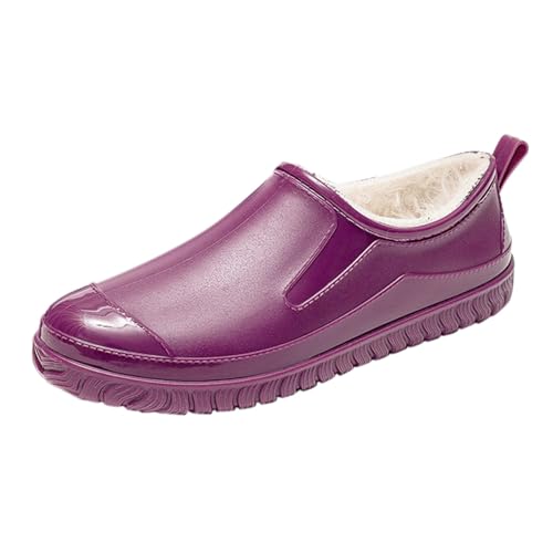 Gummi Stiefeletten Damen Schuhe Wasserdicht Women'S Spring And Autumn Winter Top Plus Velvet Fixed Velvet Outdoor Fashion Work Fishing Kitchen Non Slip Warm Rubber Shoes Rain Boots Schuhe (Purple,37) von Generisch