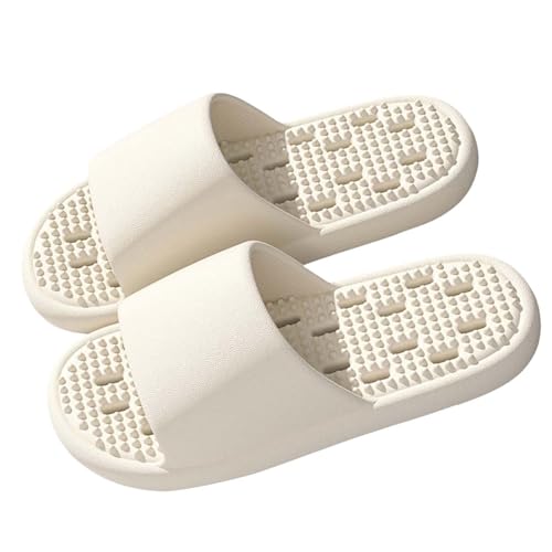 Gummilatschen Damen Weiche House Weite H Sandals Bequeme Massage Slippers Dicke Foam rutschfeste Badelatschen Comfy Ergonomische Weiche Sohle Wolkenschuhe Arch Support Slippers Weiß 37 von Generisch