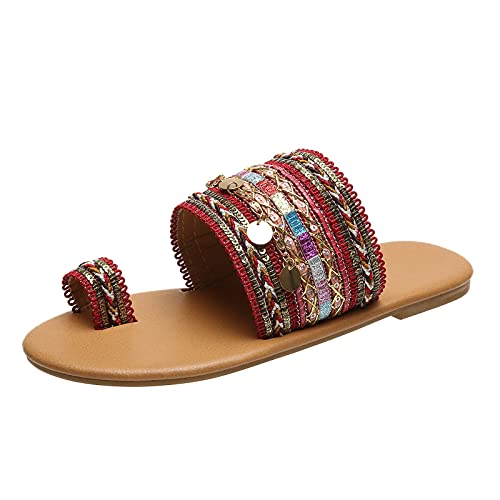 Gummischuhe Damen,Flache Sandalen Damen Freizeitschuhe Modische Slippers Leicht Strandschuhe Verschleißfest Outdoor Leichtgewicht Walkingschuhe Fashion Peeptoe Sandalette Weich rutschfest von Generisch