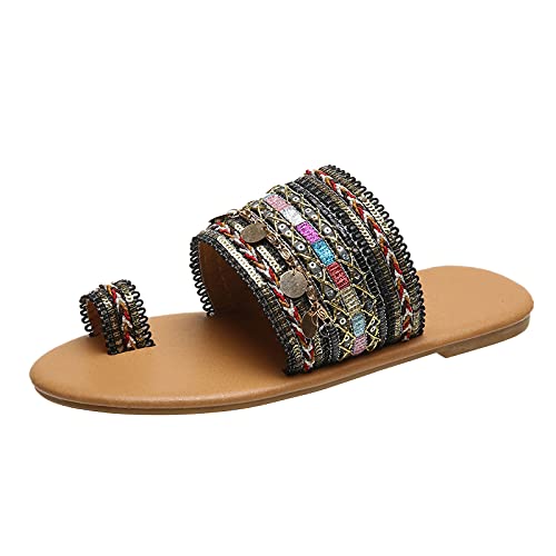 Gummischuhe Damen,Flache Sandalen Damen Freizeitschuhe Modische Slippers Leicht Strandschuhe Verschleißfest Outdoor Leichtgewicht Walkingschuhe Fashion Peeptoe Sandalette Weich rutschfest von Generisch