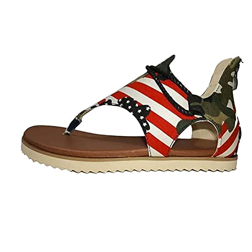 Gummischuhe Damen,Römersandalen Damen Strandschuhe Atmungsaktiv Outdoor Leichtgewicht Walkingschuhe Weiche rutschfest Flacheschuhe Bequeme Freizeitschuhe Modische Peeptoe Sandalette Tarnung von Generisch