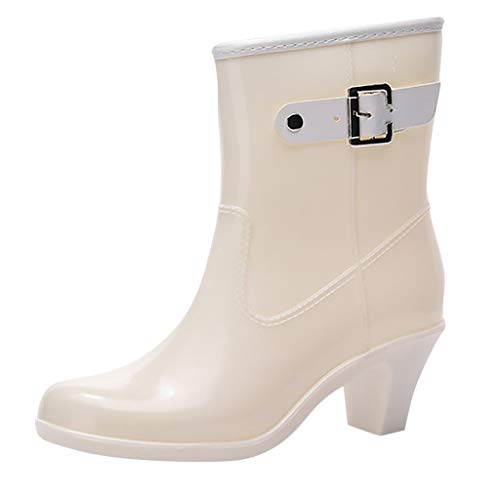 Gummischuhe Damen für Regen,Regenstiefel für Damen Kurz,einfarbige Rutschfeste mit Blockabsatz Punk Mid Boots Wasserdicht High Heel Water Schuhe Stiefeletten Gummischuhe Damen für Regen,Regenstiefel für Damen Kurz,einfarbige Rutschfeste mit Blockabsatz Punk Mid Boots Wasserdicht High Heel Water Schuhe Stiefeletten von Generisch