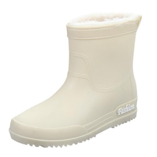 Gummischuhe Stallschuhe Damen Wasserdicht Women'S Spring And Autumn Winter Top Plus Velvet Fixed Velvet Outdoor Fashion Work Fishing Kitchen Non Slip Warm Rubber Shoes Rain Boots S. Damen (White,39) von Generisch