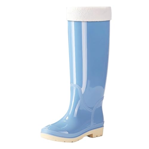 Gummistiefel 42 Damen Stiefel Wasserdicht Short Rain Boots for Womens Ankle Rainboot Garden Boot Ladies Rubber Outside Work With Comfort Skateboard Schuhe mit Rollen für Damen Anfänger (Blue,42) von Generisch