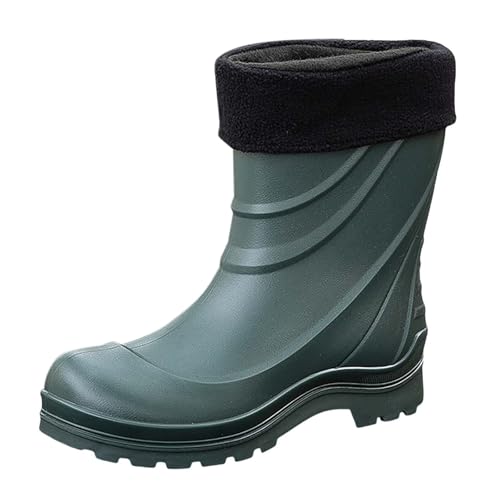 Gummistiefel Bunt Damen Stiefel Weiter Schaft Men'S Spring Summer Autumn And Winter Mid Tube Plus Velvet Cotton Removable And Washable Outdoor Fashion Work Fishing Car Wash Herren Schuhe (Green,44) von Generisch