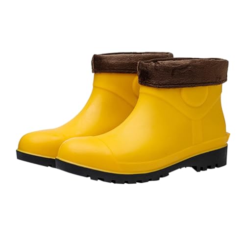 Gummistiefel Damen/Herren mit Fleece-Manschette Halbhoch Regenschuhe Rutschfest Wasserdicht Regenstiefel Winter Kurze Stiefel Atmungsaktive Gummistiefel Einfarbig Stiefeletten von Generisch