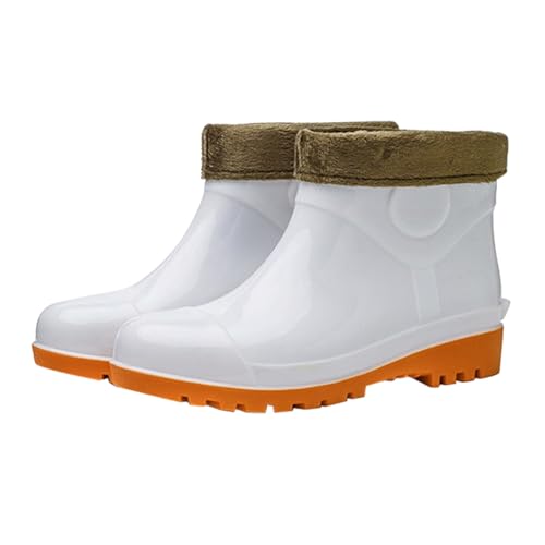 Gummistiefel Damen/Herren mit Fleece-Manschette Halbhoch Regenschuhe Rutschfest Wasserdicht Regenstiefel Winter Kurze Stiefel Atmungsaktive Gummistiefel Einfarbig Stiefeletten von Generisch