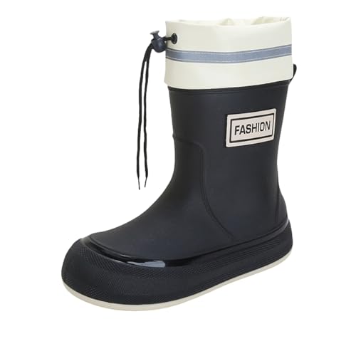 Gummistiefel Damen，Mode Freizeit Halbhoch Regenstiefel，Warm GefüTtert Regenschuhe，Wasserdicht Gartenschuhe，Rutschfester Abriebfest Arbeitsschuhe，Dicker Sohle Schlupfstiefel，Outdoor Angelstiefel von Generisch
