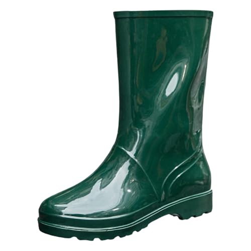 Gummistiefel Damen，Wasserdicht Halbhoch Regenstiefel，Warm GefüTtert Regenschuhe，Rutschfester Abriebfest Arbeitsschuhe，Dicker Sohle Schlupfstiefel，Outdoor Angelstiefel，Gartenschuhe von Generisch