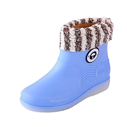 Gummistiefel Damen 40 Wasserdicht mit Blockabsatz Gefüttert Gummistiefel Schwarz Weiß Beige Rain Boots 37 Leichte Regenstiefel Kurz Halbhoch Stiefeletten Regen Stiefeletten Gr.37-41 von Generisch