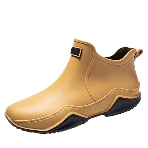 Gummistiefel Damen Bunt Regenschuhe Wasserdicht Männer Frauen Regen Slip Casual Schuhe Kurz Auf Stiefel Wasser Ankle Outdoor Männer Casual Schuhe O Herren 44 (Brown,42) von Generisch
