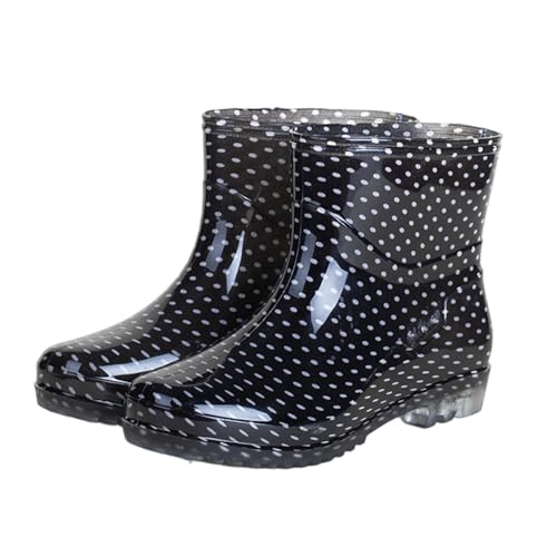 Gummistiefel Damen Damen-Gummistiefel, niedrig geschnitten, rutschfeste Gummisohle, bequem, leicht, für die Arbeit in der Küche, im Freien, jeder Jahreszeit Damen Schuhe Keilabsatz Sommer (Black, 37) von Generisch