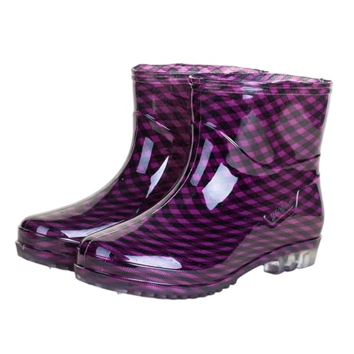 Gummistiefel Damen Damen-Gummistiefel, niedrig geschnitten, rutschfeste Gummisohle, bequem, leicht, für die Arbeit in der Küche, im Freien, jeder Jahreszeit Damen Schuhe Keilabsatz Sommer (Purple, 41) von Generisch