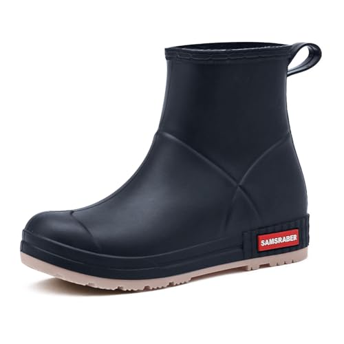 Gummistiefel Damen Damen-Regenschuhe, stilvolle Regenstiefel mit Dicker Sohle für Outdoor-Aktivitäten, strapazierfähige Gel-Schuhe mit, für Damen Schuhe Silber Sandalen (Black, 39) von Generisch