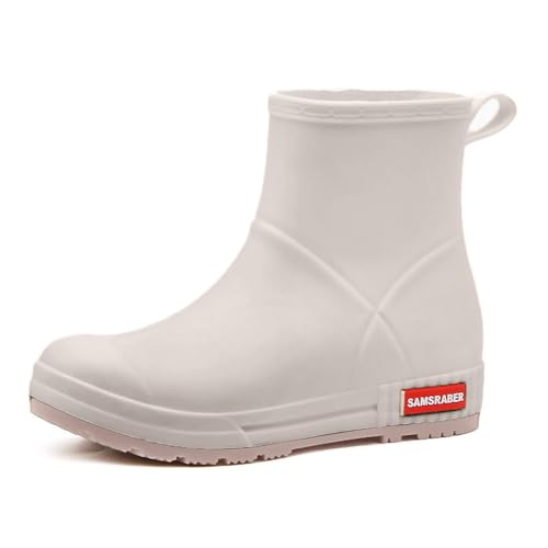 Gummistiefel Damen Damen-Regenschuhe, stilvolle Regenstiefel mit Dicker Sohle für Outdoor-Aktivitäten, strapazierfähige Gel-Schuhe mit, für Damen Schuhe Silber Sandalen (Khaki, 41) von Generisch