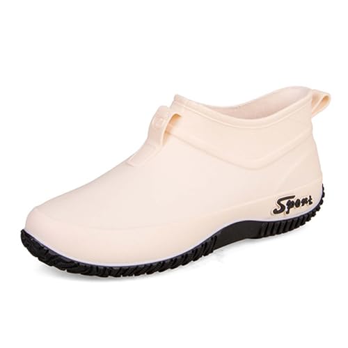 Gummistiefel Damen Damen Regenschuhe Weiche Regenzeit Oberbekleidung Bequeme Kurze Arbeitsschuhe Langlebig Damen Schuhe Winter Mit Absatz Gelb (Beige, 40) von Generisch