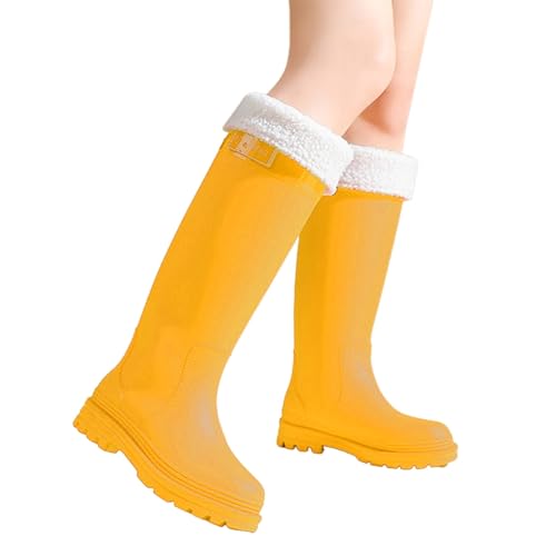 Gummistiefel Damen Damen Regenstiefel Slip Outdoor Casual Bequeme Gummistiefeletten zum Wandern Camping Alltagskleidung Schuhe Damen Rot (Yellow, 37-38) von Generisch