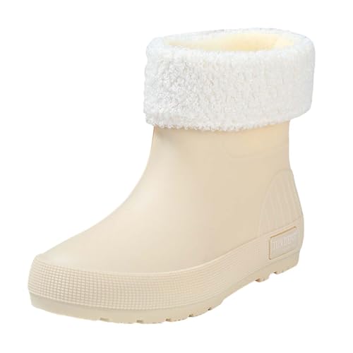 Gummistiefel Damen Gefüttert Regenstiefel Regenschuhe Winter Stiefeletten Arbeitsschuhe Halbhoch Rain Boots Gummistiefeletten Wasserdicht Schlupfstiefel Garten Stiefel Winterboots von Generisch