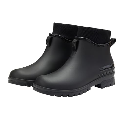 Gummistiefel Damen Gefüttert Stiefeletten Wasserdicht Regenstiefel Regenschuhe Halbhoch Arbeitsschuhe Rain Boots Sicherheitsstiefel Gummistiefeletten Berufsschuhe Garten Stiefel Schlupfstiefel von Generisch