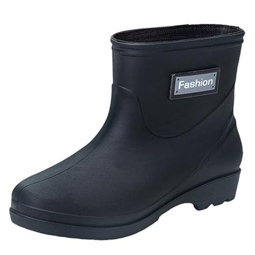 Gummistiefel Damen Gefüttert Wasserdicht Gummistiefeletten Halbhohe Chelsea Boots Rutschsicher Abriebfest Atmungsaktiv Regenschuhe Komfort Gartenschuhe Schlupfstiefel von Generisch
