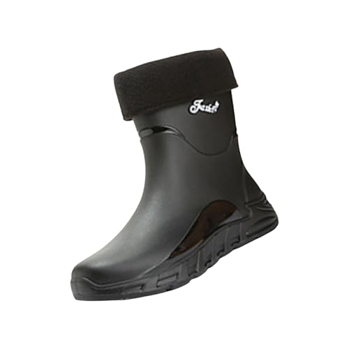 Gummistiefel Damen Gelb Stiefel Wasserdicht Men Rain Slip Casual Shoes Short On Boots Water Ankle Outdoor Fashion Men'S Casual Shoes Fahrrad Schuhe Herren (Black,41) von Generisch