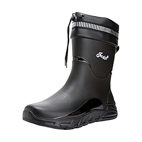 Gummistiefel Damen Gelb Stiefel Weiter Schaft Men Rain Slip Casual Shoes Short On Boots Water Ankle Outdoor Fashion Men'S Casual Shoes Post Schuhe Herren (Black,44) von Generisch