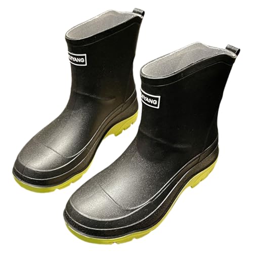 Gummistiefel Damen Halbhoch Leicht Regenstiefel Damen Halbhoch Bequem rutschfest Außenschuhe Wasserfest Sicherheitsstiefel Minimalist Plateau Boots Mit Plateau Ankle Boots Slip On Stiefeletten von Generisch
