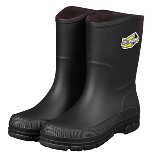 Gummistiefel Damen Halbhoch Schwarz,Regenschuhe Damen Bequem Regenstiefel rutschfest Rain Boots Atmungsaktive Gummistiefeletten Leicht Arbeitsschuhe Wasserdicht Trekkingstiefel Outdoor Regenboots von Generisch