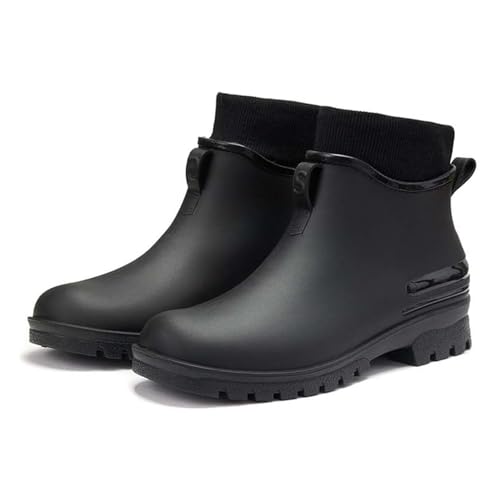 Gummistiefel Damen Herren Non-Slip Regenstiefel Breathable Boots Gefüttert Wasserdicht Verschleißfest Halbhohe Stiefel Bequeme Gummischuhe Flache Gummiboots Runde Zehe Herbst Winter Stiefel von Generisch