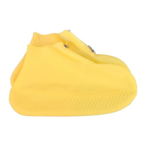 Gummistiefel Damen Hoch Schuhe Wasserdicht Verdickter,Wasserdichter,Rutschfester Regenschuhüberzug Aus Silikon und Tragbarer,Rutschfester Regenschuhüberzug Compatible With Motorrad (Yellow,42) von Generisch
