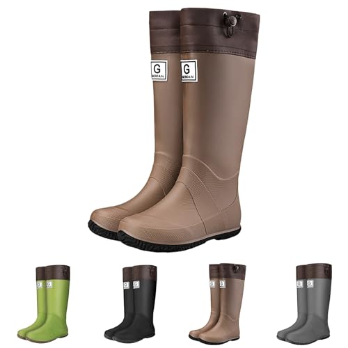 Gummistiefel Damen Hohe Langschaft Wasserdicht Regenstiefel Bequeme Gartenschuhe Outdoor Regenschuhe Casual Rutschfester Stiefel Boots Für Garten Und Regen Gummistiefeletten Abriebfeste von Generisch