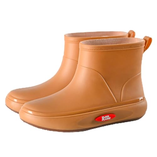 Gummistiefel Damen Khaki - 40 41 42 Regenstiefel Weit Unisex Protective Stiefel Rutschfest Erwachsene Weitschaft Gartenschuhe Leichte Atmungsaktiv Safety Gummistiefeletten Gummischuhe Chelsea-Stiefel von Generisch