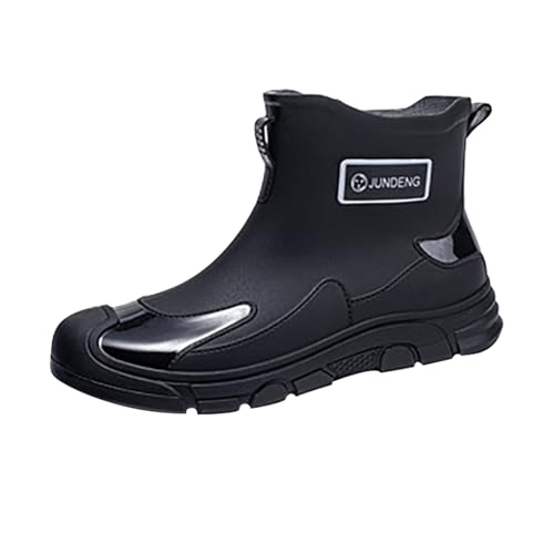 Gummistiefel Damen Kurz Gefüttert Regenstiefel Modische Regenstiefel für Männer und Frauen,Rutschfeste Regenschuhe für Die Arbeit Im Freien,Angeln,Reisen Schuhe Damen Stiefeletten (Black,35) von Generisch