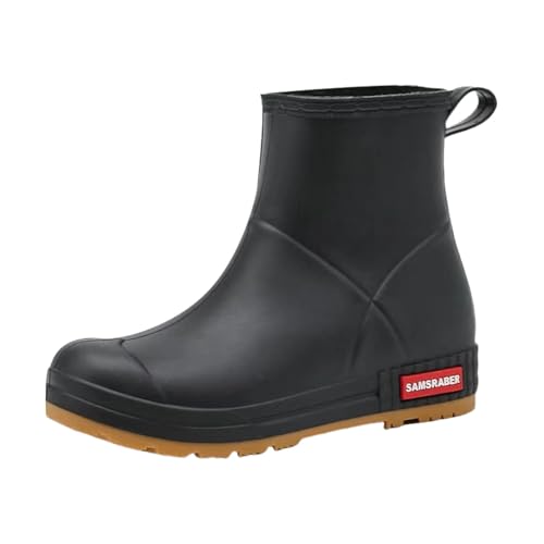 Gummistiefel Damen Kurz Wasserdicht,Regenschuhe Damen Bequem Regenstiefel rutschfest Gummistiefeletten Modische Schlupfstiefel Flach Arbeitsschuhe Atmungsaktive Rain Boots Einfarbig Gartenschuhe von Generisch