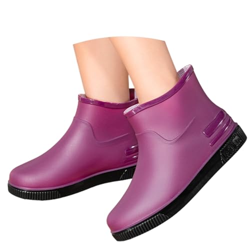 Gummistiefel Damen Kurz Weitschaft Flach Regenstiefel Outdoor Stiefel Halbhoch Schuhe Klassische Regenschuhe Bequem Gummischuhe wasserdichte Rain Boots rutschfeste Gartenschuhe Stiefeletten von Generisch