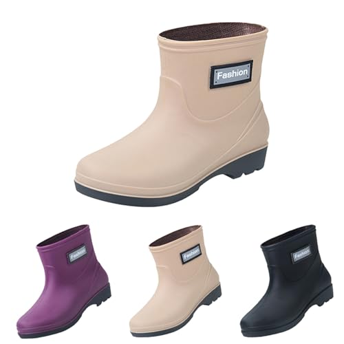 Gummistiefel Damen Kurzschaft Wasserdicht Regenstiefel Casual Stiefel Rutschfester Gartenschuhe Bequeme Einfarbig Regenschuhe Gummistiefeletten Für Garten Und Regen Freizeitstiefel von Generisch