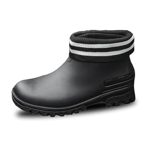 Gummistiefel Damen Paar Regenschuhe für draußen, Über 100 Baumwollmodelle, Wasserschuhe, Dicke Unterseite, Bequeme, rutschfeste Gummischuhe für die Küche, für Männer Frauen Damen Abend (Black, 39) von Generisch