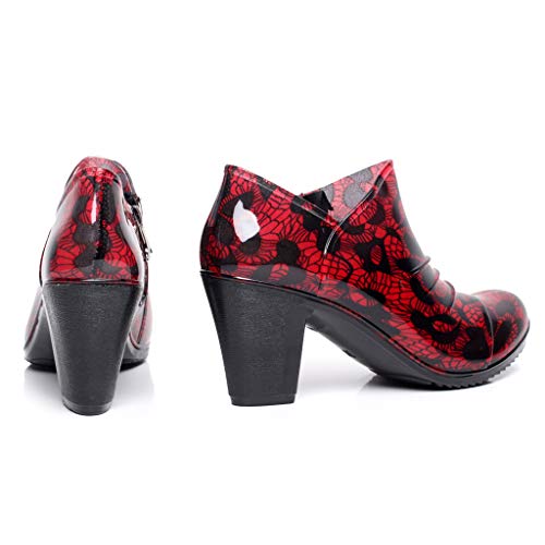 Gummistiefel-Damen Regenstiefel Dicker Absatz Kurzschlauch Regenstiefel Wasserdichter Wasserschuh (Red, 40) von Generisch