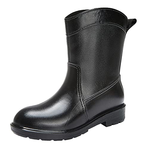 Gummistiefel Damen Regenstiefel für Damen, strapazierfähig, rutschfest, wasserdicht, rutschfest, aus Kunststoff, Zement, Regenschuhe, Regenstiefeletten Peu Damen Schuhe (Black, 37) von Generisch