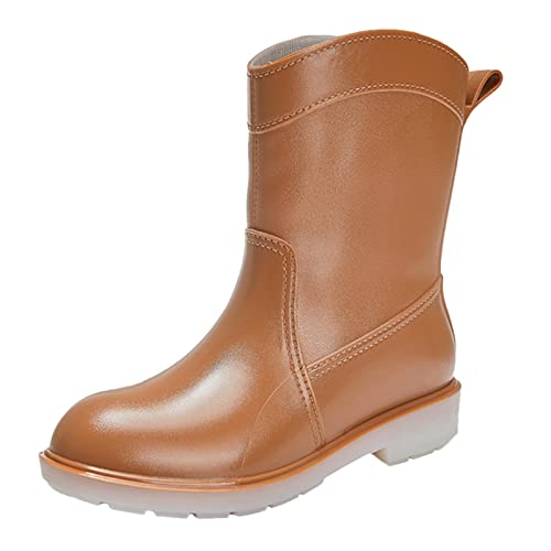 Gummistiefel Damen Regenstiefel für Damen, strapazierfähig, rutschfest, wasserdicht, rutschfest, aus Kunststoff, Zement, Regenschuhe, Regenstiefeletten Peu Damen Schuhe (Brown, 40) von Generisch