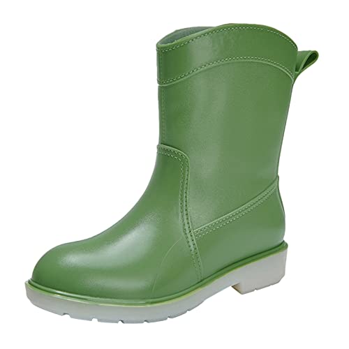 Gummistiefel Damen Regenstiefel für Damen, strapazierfähig, rutschfest, wasserdicht, rutschfest, aus Kunststoff, Zement, Regenschuhe, Regenstiefeletten Peu Damen Schuhe (Green, 37) von Generisch