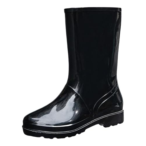 Gummistiefel Damen Regenstiefeletten Halbhoch Warme Wasserdicht Rutschfeste Bequeme Regenschuhe Einfarbig Trendy Dicker Sohle Dämpfung Regenstiefel Outdoor Schlamm Gartenschuhe 36-41 von Generisch