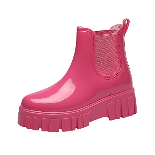 Gummistiefel Damen Schneestiefel Damen rutschfest abnehmbar mit Baumwolle innen Regenstiefel Outdoor Gummi Wasserschuhe Damen Schuhe Schwarz Ballerina (37) von Generisch