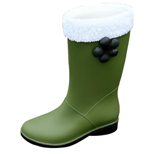 Gummistiefel Damen Stallstiefel Damen Wasserdicht Short Rain Boots for Womens Ankle Rainboot Garden Boot Ladies Rubber Outside Work With Comfort Weiße Schuhe mit Absatz (Green,40) von Generisch