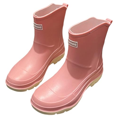 Gummistiefel Damen Wasserdicht, Regenstiefel Damen Kurz Gummi Stiefel rutschfest Gartenschuhe Warm Rain Boots Einfarbig Wasserschuhe Bequeme Schlupfstiefel Leichte Halbstiefel Outdoorschuhe von Generisch