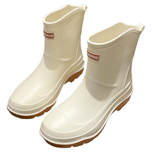 Gummistiefel Damen Wasserdicht, Regenstiefel Damen Kurz Gummi Stiefel rutschfest Gartenschuhe Warm Rain Boots Einfarbig Wasserschuhe Bequeme Schlupfstiefel Leichte Halbstiefel Outdoorschuhe von Generisch